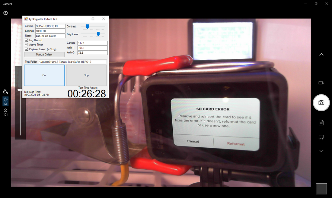 GoPro HERO 10 (CAM#1) 1080/60, Battery, 38C/100F (Test ID 100221095134)