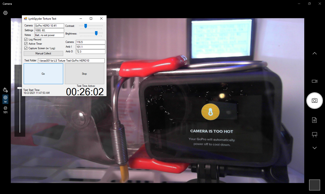 GoPro HERO 10 (CAM#1) 1080/60, Battery, 38C/100F (Test ID 100221114753)