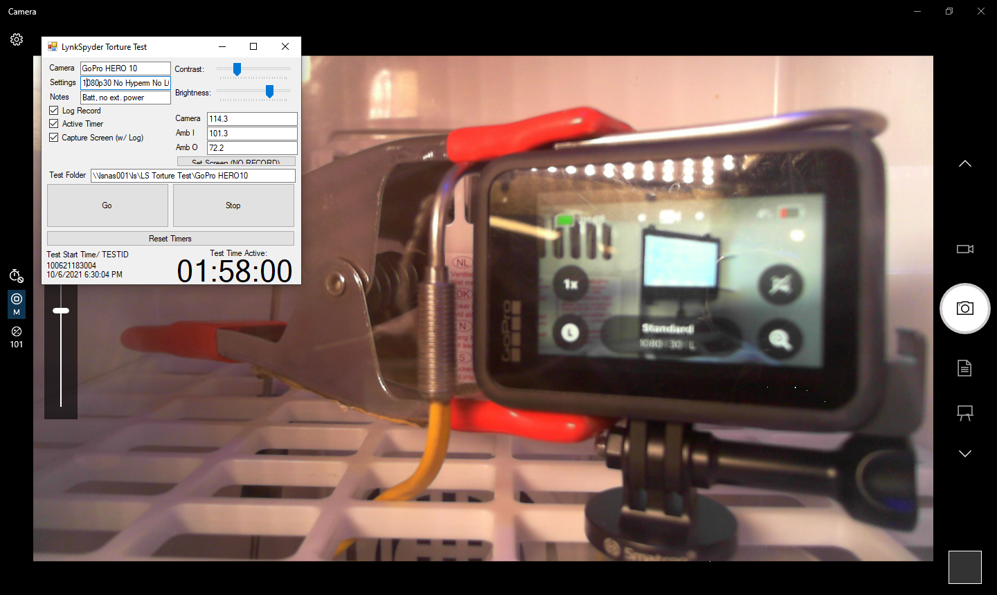 GoPro HERO 10 1080/30, Battery, 38C/100F (Test ID 100621183004)