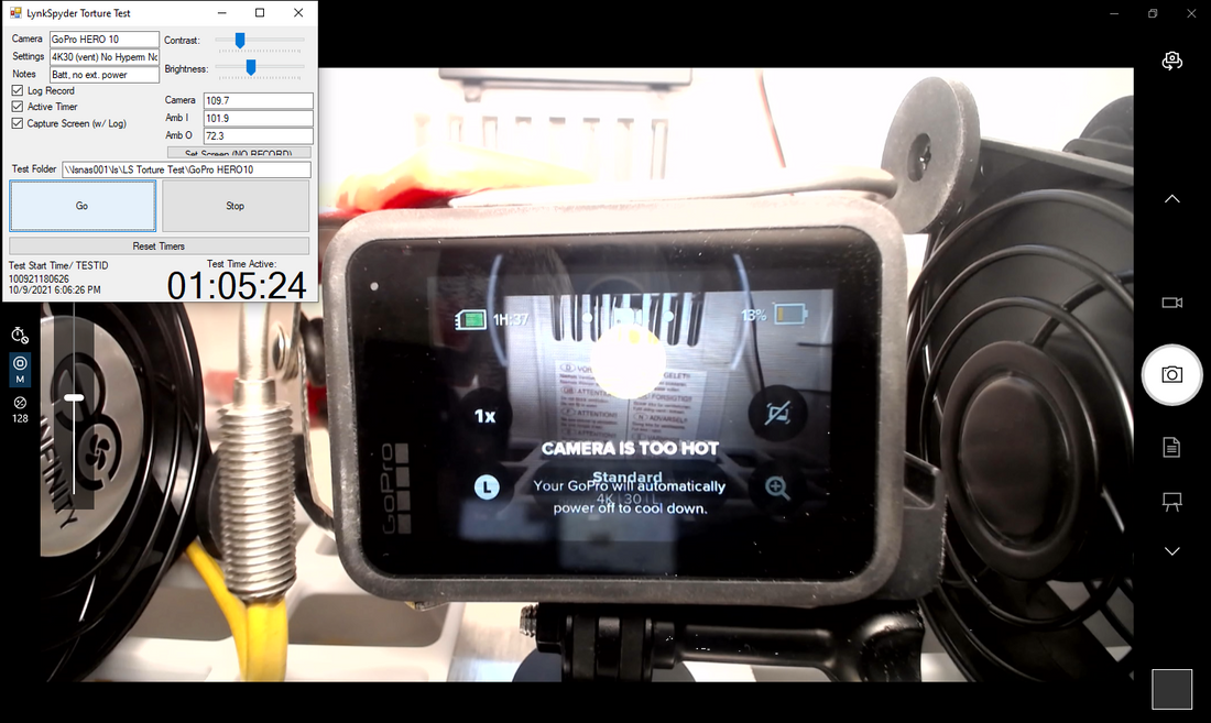 GoPro HERO 10 4K/30, Fan, Battery, 38C/100F (Test ID 100921180626)