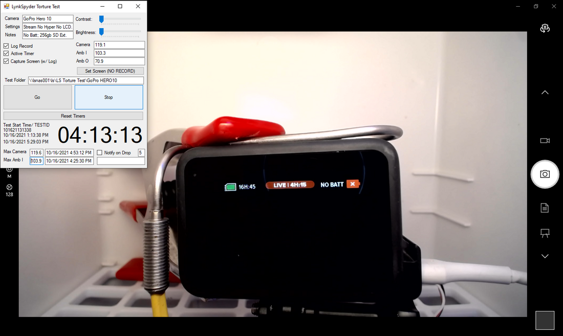 GoPro HERO 10 1080p, Live Streaming, No Battery, 38C/100F (Test ID 101621131338)