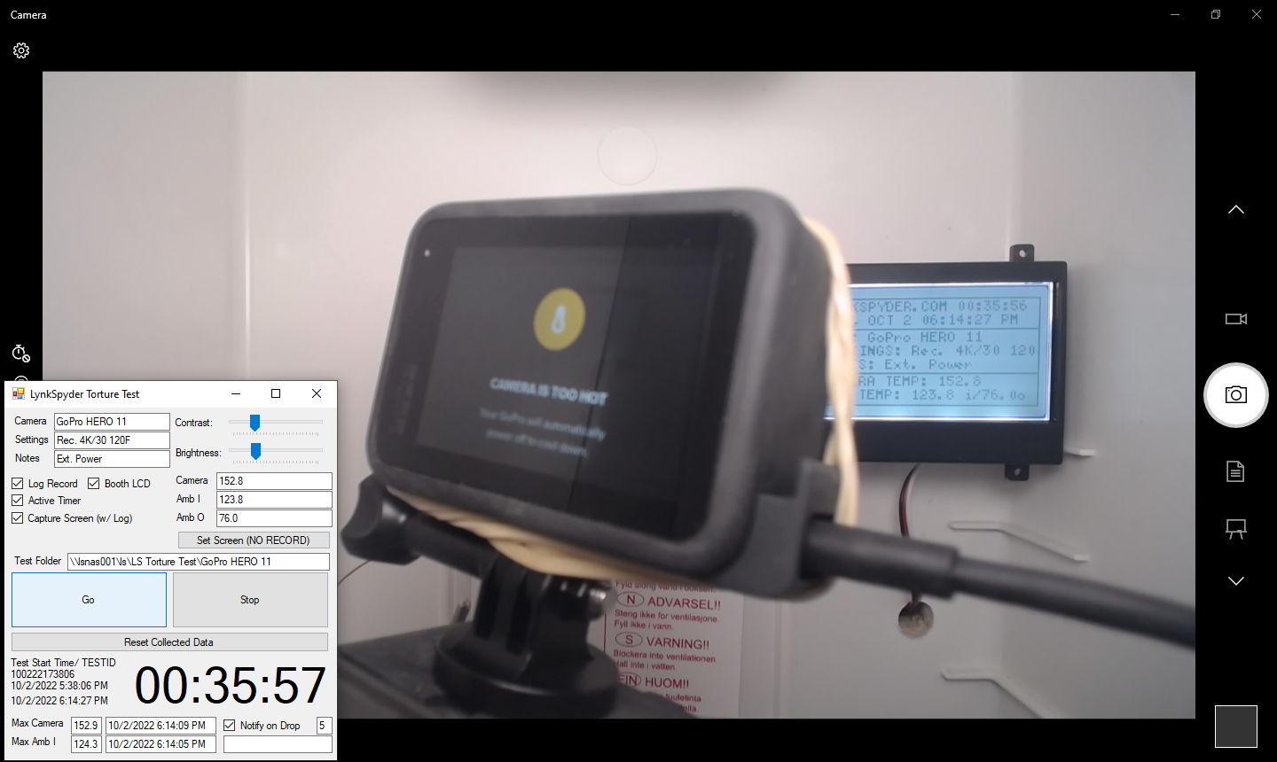 GoPro HERO 11 4K/30, External Power, 120F (TEST ID 100222173806)